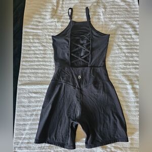 Black Athletic Jumpsuit with Crisscross Back